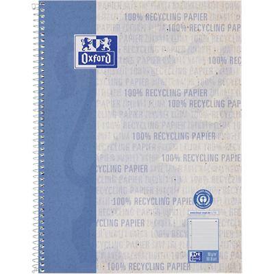 Bloc collège OXFORD A4+ Ligné Reliure spirale Carton revêtu de plastique Bleu Perforé Recycled 160 Pages