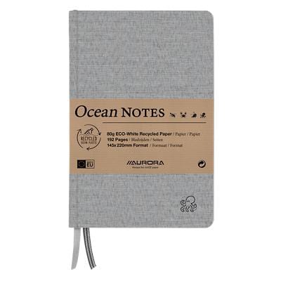 Cahier Aurora Ocean Linen Format spécial Ligné Reliure cousue Livre couverture cartonnée Gris Non perforé 192 pages