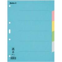 Intercalaires Biella A4 Assortiment Bleu, gris, jaune, rose, vert 10 intercalaires Carton 4 trous
