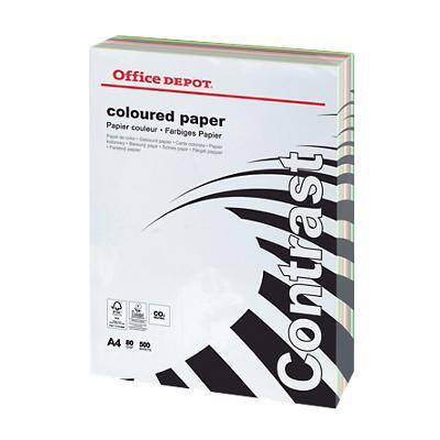 Papier couleur A4 Office Depot Assortiment 80 g/m² Lisse 500 Feuilles