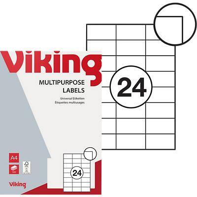 Étiquettes multifonctions Viking Autocollantes 70 x 37mm Blanc 100 Feuilles de 24 Étiquettes