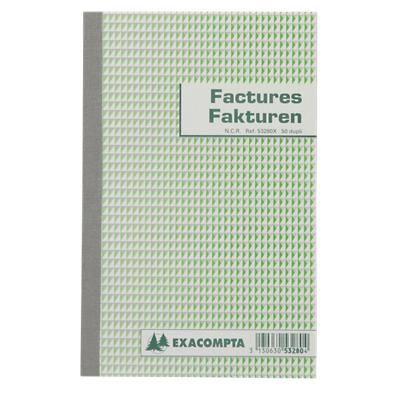 Carnet de factures bilingue Exacompta 53280 Blanc, vert 13,5 x 21 cm 25 feuilles