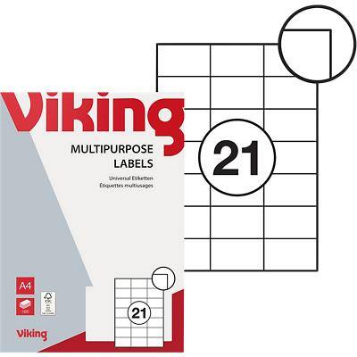 Étiquettes multifonctions Viking Autocollantes 70 x 42,3 mm Blanc 100 Feuilles de 21 Étiquettes