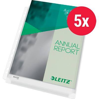 Pochettes perforées Premium Leitz A4 Granuleux Transparent 170 microns PVC (Polychlorure de vinyle) Ouverture au-dessus 11 Perforations 47563003 5 unités