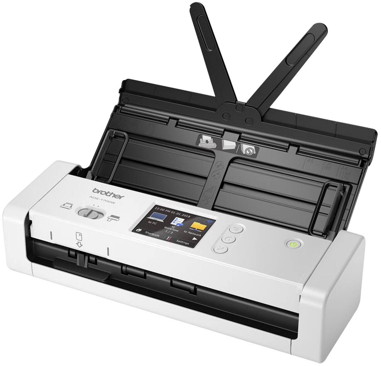 Scanner à feuilles A4 Brother ADS-1700W 600 x 600 dpi Compatible pour réseau Connexion WiFi Noir, blanc
