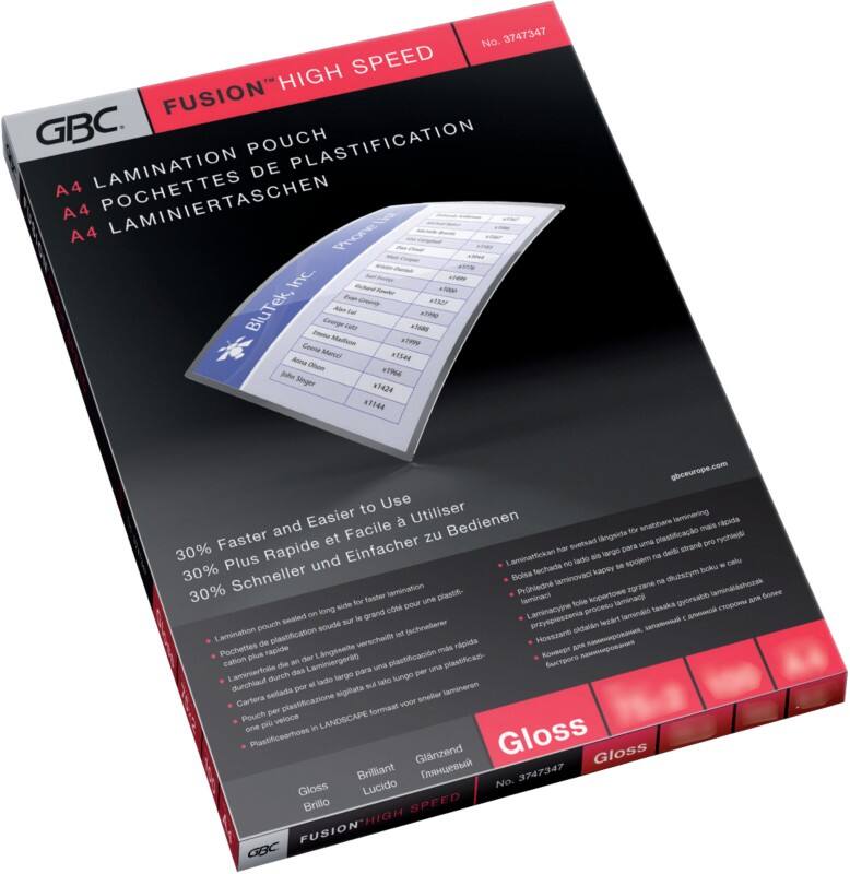 Pochette de plastification HighSpeed GBC A4 Brillant 125 microns (2 x 125) Transparent 100 Unités