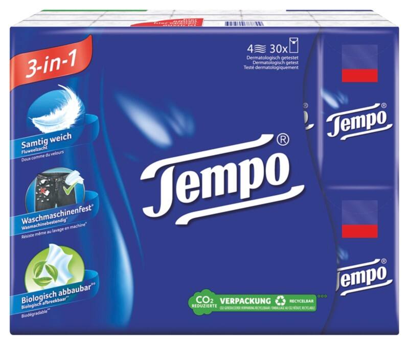 Mouchoirs Tempo 4 épaisseurs 30 Unités de 10 Feuilles