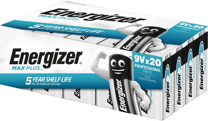 Piles Energizer Max Plus 9V 6LR61 Alcaline 20 Unités