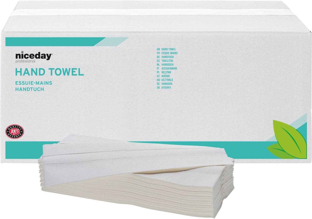 Essuie-mains Niceday Professional Standard 2 épaisseurs Pliage en C Blanc 24 Unités de 96 Feuilles