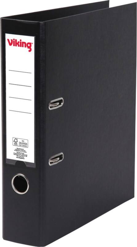 Classeur à levier Viking Large A4 75 mm Noir 2 Anneaux Plastique Mat Portrait