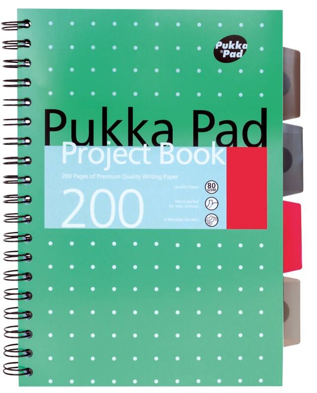 Cahier Pukka Pad Metallic B5 Ligné Reliure spirale PP (Polypropylène) Dos cartonné Vert Perforé 200 pages 3 unités