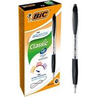 Stylo-bille BIC Atlantis Classic Rétractable Noir 0,4 mm Moyen Bille 12 Unités