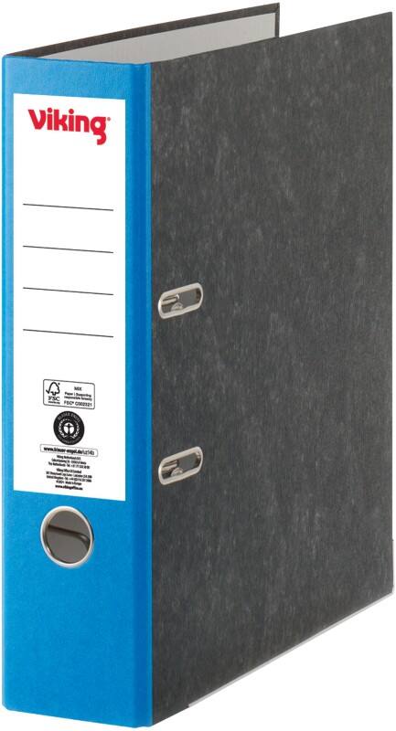 Classeur à levier Viking Large A4 80 mm Bleu foncé, noir 2 Anneaux Carton Effet Marbre Portrait