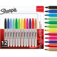 Marqueur permanent Sharpie Fine Pointe fine, ogive 1,0 mm Assortiment Non rechargeable 12 Unités