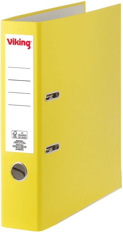 Classeur à levier Viking Large A4 75 mm Jaune 2 Anneaux Plastique Mat Portrait