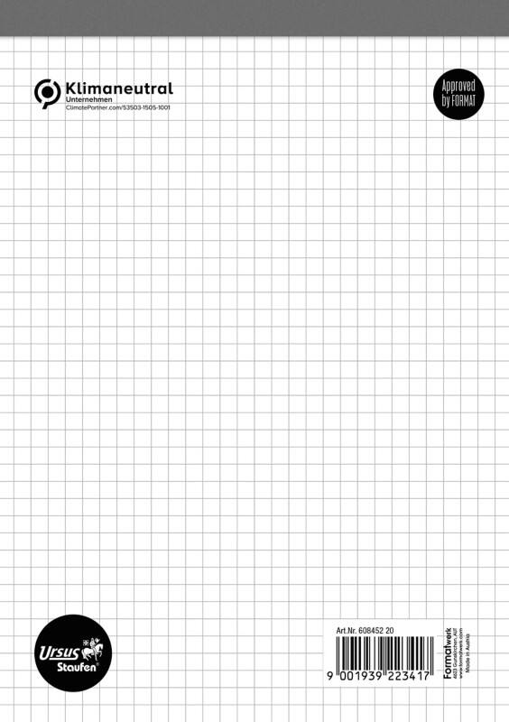 Bloc-notes Ursus Staufen Style Sans couverture A5 50 feuilles 60 g/m² 5 mm Quadrillé Agrafées