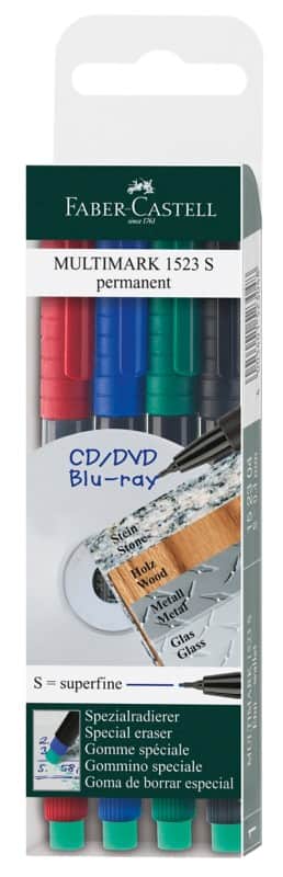 Marqueur OHP/DVD Faber-Castell Multimark Extra fin Aiguille 0,4 mm Assortiment 4 Unités