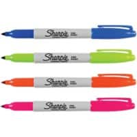 Marqueur permanent Sharpie Fun Pointe fine, ogive 1 mm Assortiment Non rechargeable 4 Unités