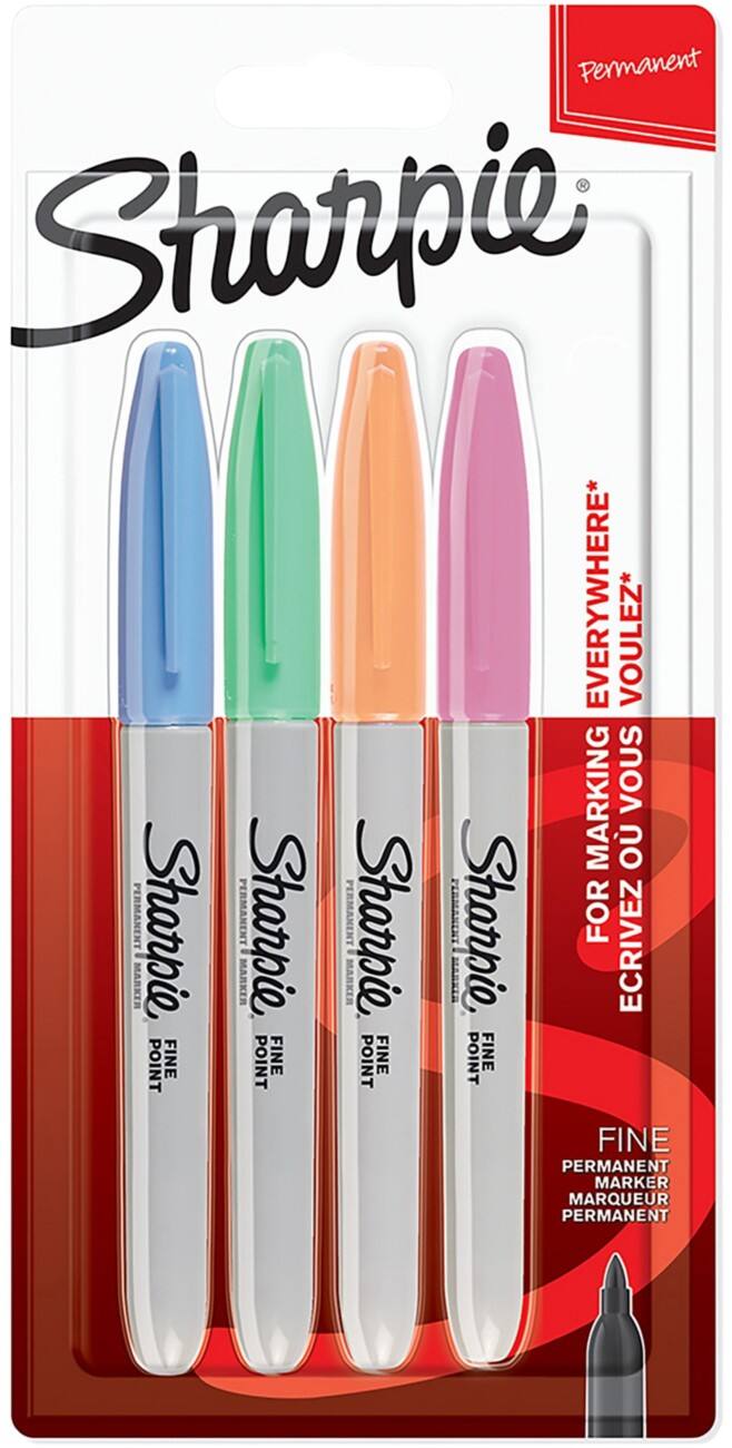 Marqueur permanent Sharpie Pastel Ogive 1.0 mm Assortiment 4 Unités