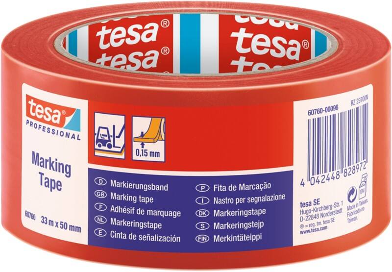 Ruban de marquage au sol tesa tesa Professional Rouge 50 mm (l) x 33 m (L) PVC (Polychlorure de vinyle) 60760