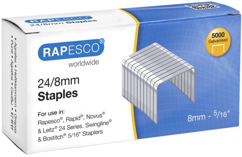 Agrafes Rapesco 24/8 S24807Z3 Acier galvanisé Argenté 5000 Agrafes
