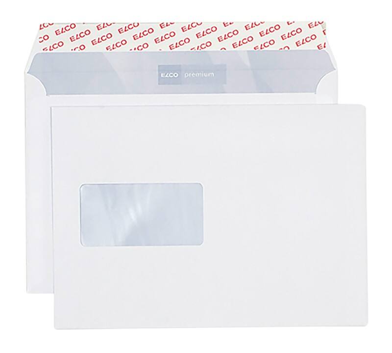 Enveloppes Elco Premium Avec fenêtre C5 229 (l) x 162 (h) mm Bande adhésive Blanc 80 g/m² 500 Unités