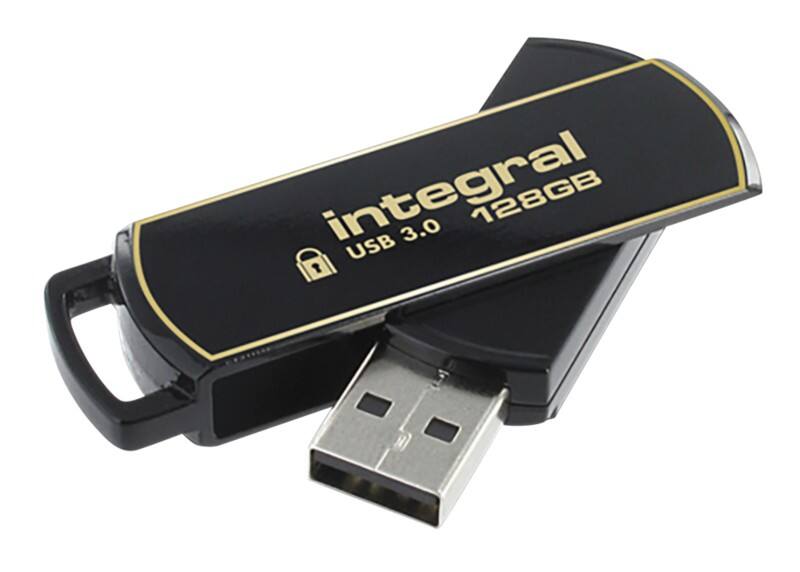 Clé USB Integral Secure 360 128 Go USB 3.0 Noir, doré