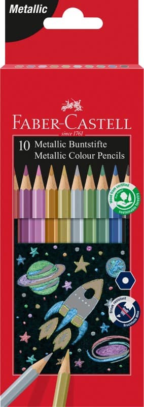 Crayons de couleur Faber-Castell Metallic Assortiment 10 Unités