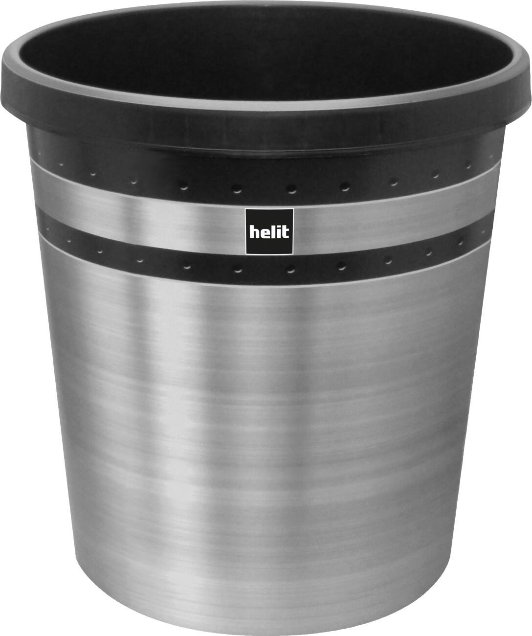 Corbeille à papier helit Pure Elegance Noir/Acier inoxydable 31,5 x 31,5 x 33,1 cm