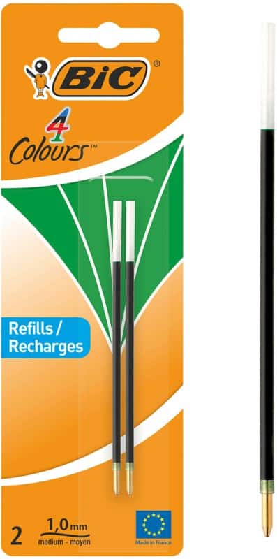 Recharge pour stylo bille BIC 4 Couleurs Vert 2 Unités