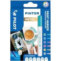 Marqueurs peinture Pilot PINTOR 1 mm Metal Fin Pointe Ronde Bleu, Or, Vert, Rose, Argent, Violet 6 Unités