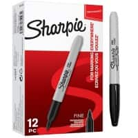 Marqueur permanent Sharpie Fine Point Pointe fine, ogive 1 mm Noir Non rechargeable 12 Unités