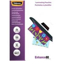 Pochette de plastification Enhance Fellowes A4 Mat 80 microns (2 x 80) Transparent 100 Unités