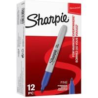 Marqueur permanent Sharpie FINE POINT Fin Ogive - 1,5 mm Bleu 12 Unités