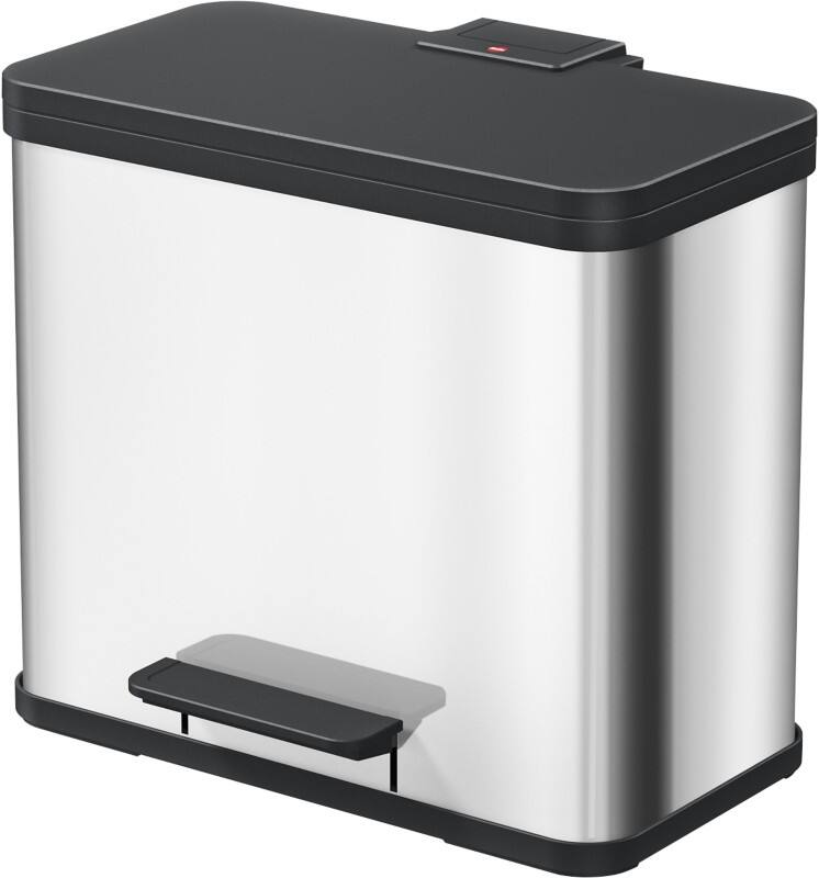 Poubelle Hailo 3 x 9 L Argenté, noir Acier inoxydable