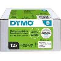 Étiquettes d’expédition LW Dymo 2093095 / 11354 d’origine, autocollantes Blanc 32 x 57 mm 12 Rouleaux de 1 000 Étiquettes