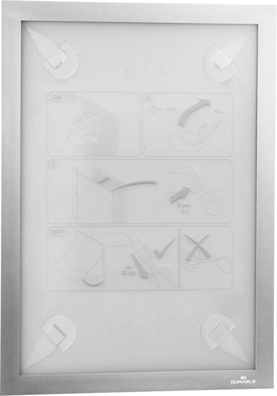 Cadre d'affichage DURABLE DURAFRAME A4 Adhésif Argenté Adhésif PVC 484323 25 (L) x 0,2 (P) x 37,2 (H) cm