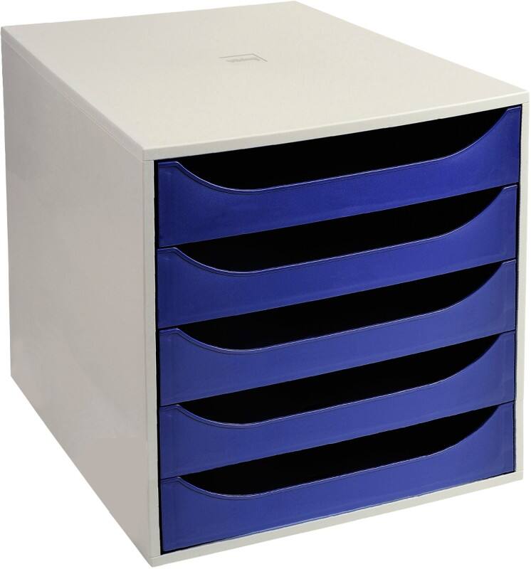 Module à tiroirs Viking PS (Polystyrène) Bleu, gris 5 Tiroirs 28,4 x 34,8 x 29 cm A4+