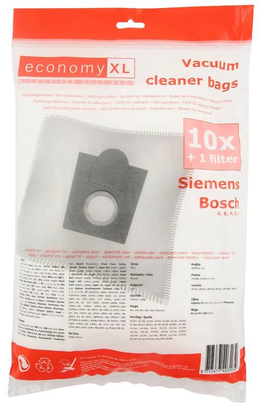 Sacs pour aspirateur Economy XL Pour Siemens, Bosch Blanc 10 Unités