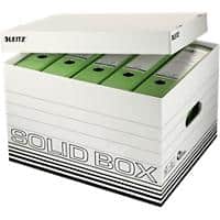 Boîtes d'archivage Leitz Solid 6119 avec couvercle format L blanc carton 34,6 x 45 x 30,5 cm 10 unités
