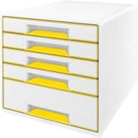 Module à tiroirs Leitz WOW Cube Dual 5 tiroirs A4 Blanc, jaune 28,7 x 27 x 36,3 cm