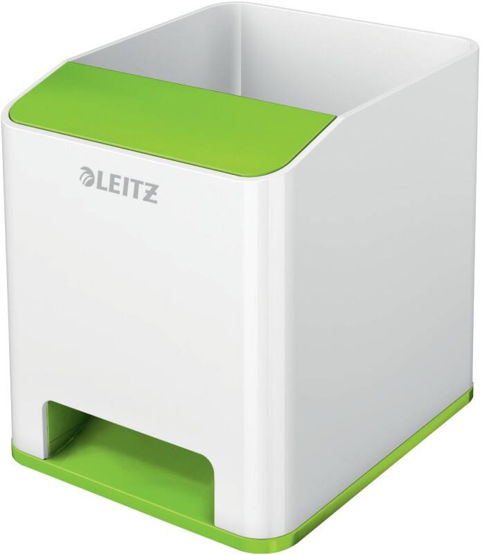 Pot à crayons avec amplificateur de son Leitz WOW Dual Blanc, vert 9 x 10 x 10,1 cm