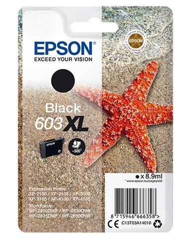 Cartouche jet d'encre Epson 603XL D'origine C13T03A14010 Noir