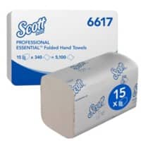 Essuie-mains Scott Essential Pliage en Z Blanc 1 épaisseur 6617 15 Unités de 340 Feuilles