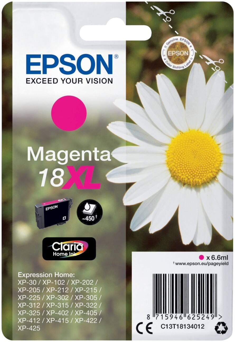 Cartouche jet d'encre Epson D'origine 18XL Magenta C13T18134012