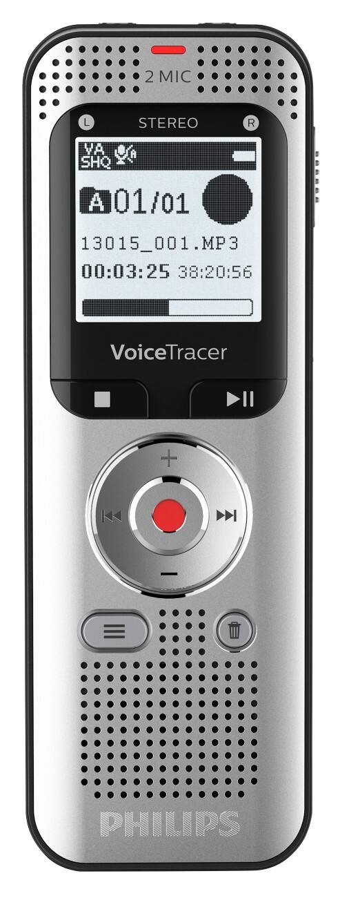 Enregistreur vocal numérique Philips VoiceTracer DVT2050 Argenté, noir