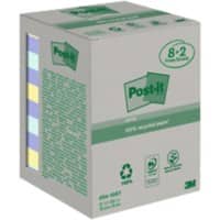 Notes adhésives recyclées Post-it 76 x 76 mm Pastel 100 feuilles Pack promo 8 + 2 gratuit