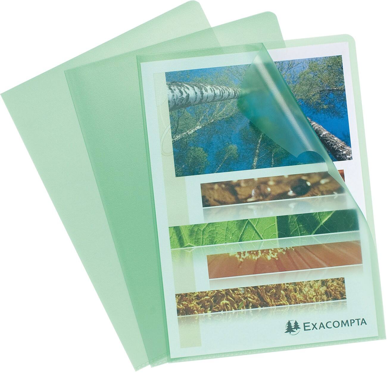 Pochettes coins Exacompta 56113E Vert PP (Polypropylène) 120 microns 100 unités
