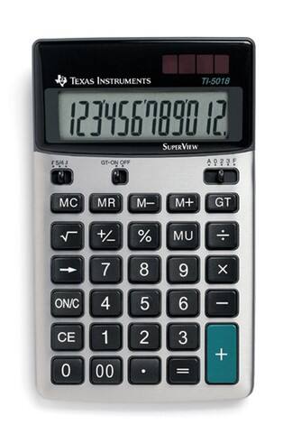 Calculatrice De Bureau Texas Instruments TI-5018 SV 105 mm Noir, Argent
