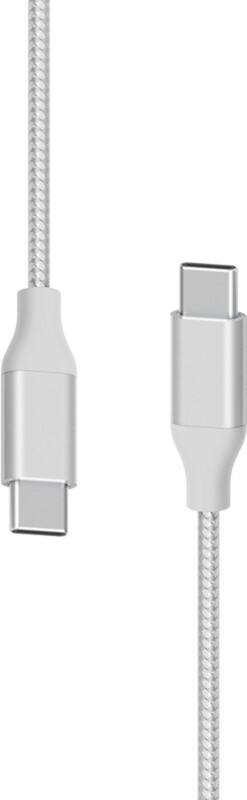Câble de charge XLayer PREMIUM Métallisé USB-C vers USB-C 1,5 m (Charge rapide 3A / USB 2.0) Argenté